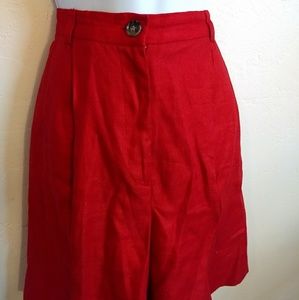 Pleat front 100% Linen Dress Shorts High Waist